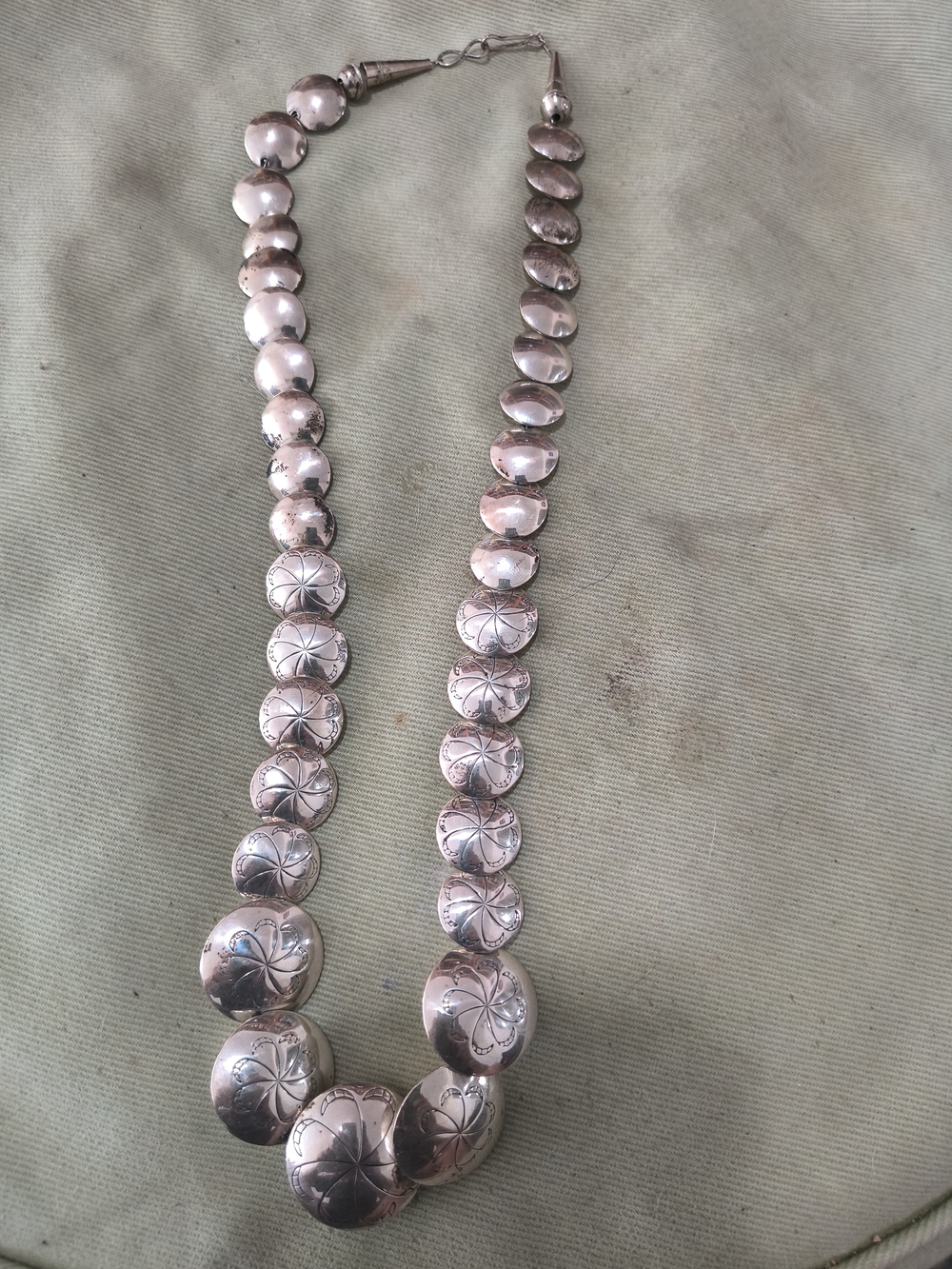 Sterling-Inspired Concho Bead Necklace - Silver